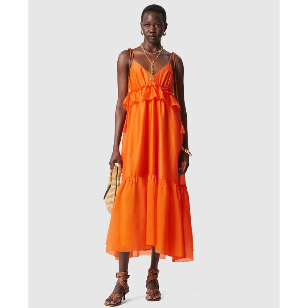 & Other Stories Strappy Midi Dress Orange